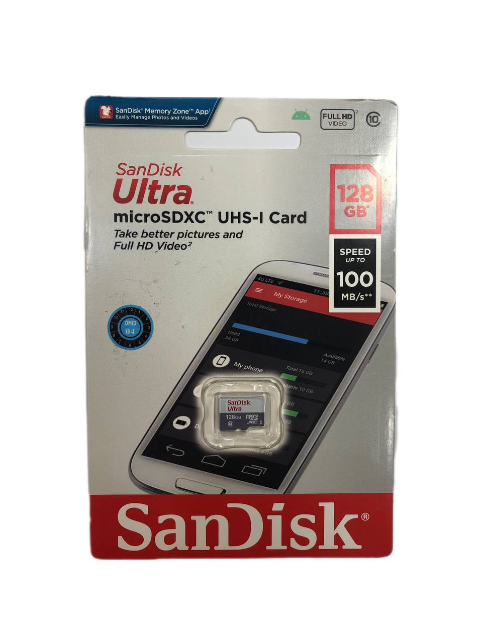 کارت حافظه microSDXC سن دیسک مدل Ultra A1 کلاس 10 استاندارد UHS-I U1 سرعت 100MBps ظرفیت 128 گیگابایت