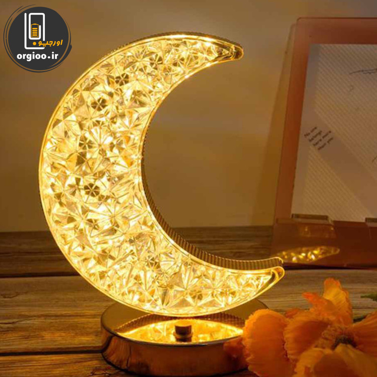 چراغ خواب کریستالی لمسی طرح ماه