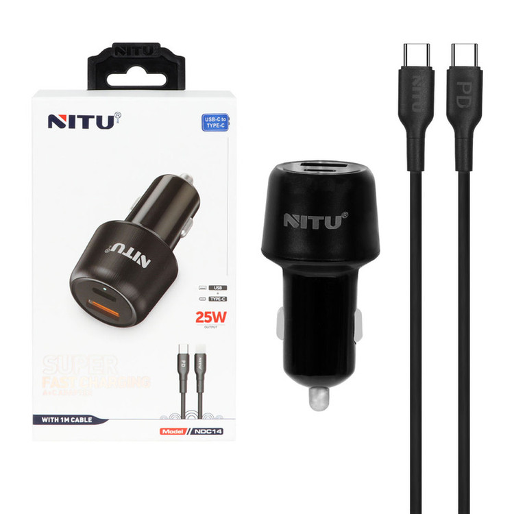 شارژر فندکی 25وات نیتو مدل NDC14 به همراه کابل تبدیل USB-C