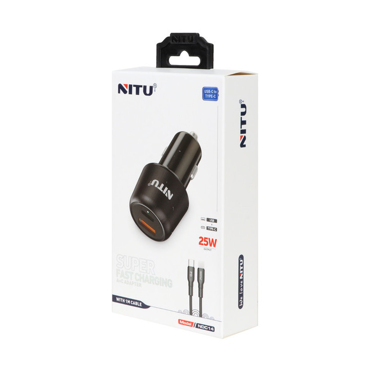 شارژر فندکی 25وات نیتو مدل NDC14 به همراه کابل تبدیل USB-C