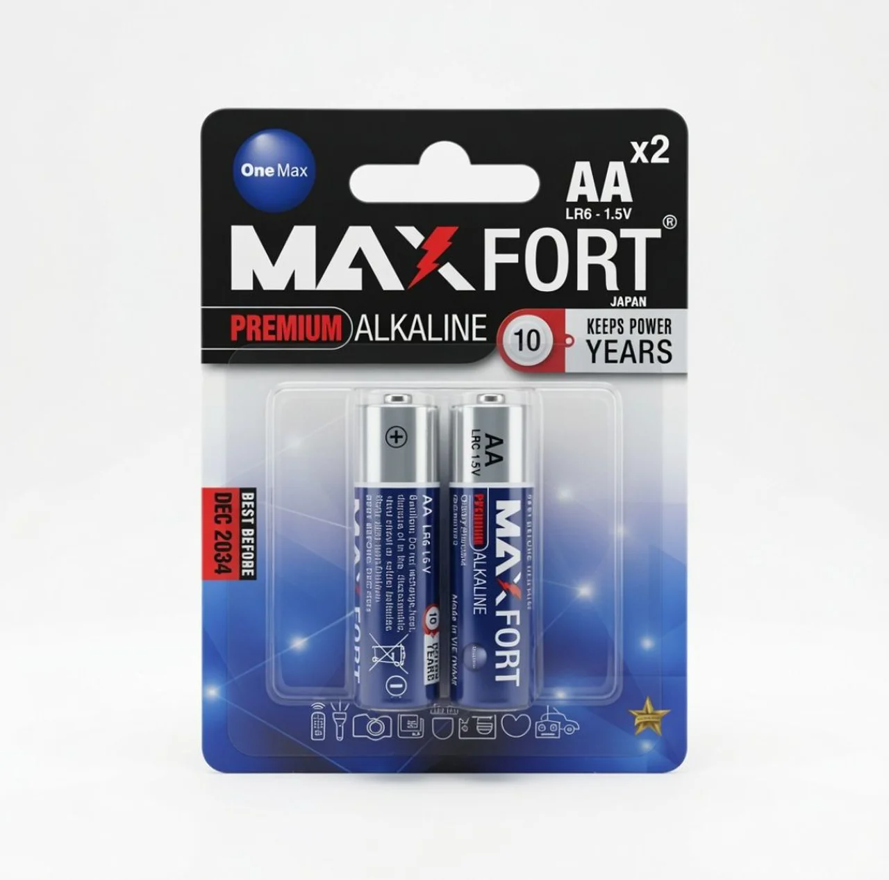 باتری قلمی سوپر آلکالاین MAX FORT بسته 2 عددی