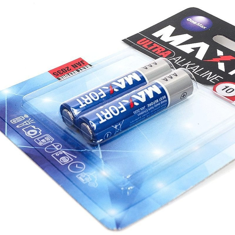 باتری نیم قلمی آلکالاین MAX FORT بسته 2 عددی