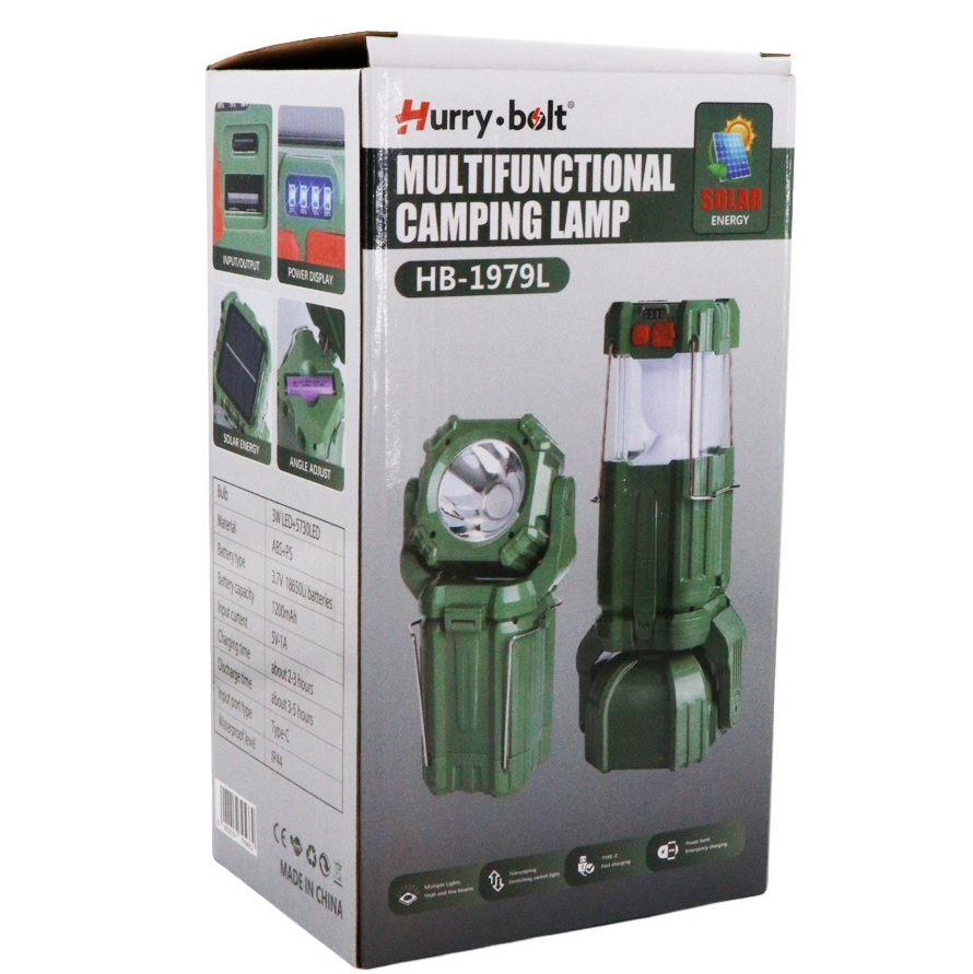 چراغ قوه شارژی خورشیدی فانوسی مدل HB-1979L