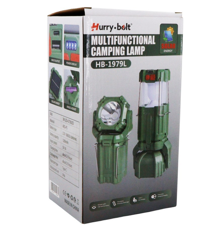 چراغ قوه شارژی خورشیدی فانوسی مدل HB-1979L