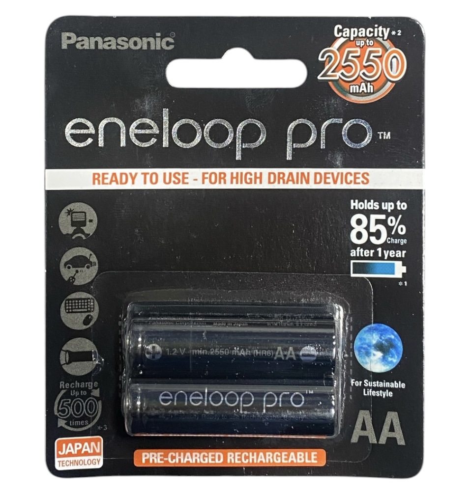 باتری قلمی قابل شارژ پاناسونیک جفت مدل  BK-4HCCA  eneloop pro ظرفیت 2550 میلی آمپر