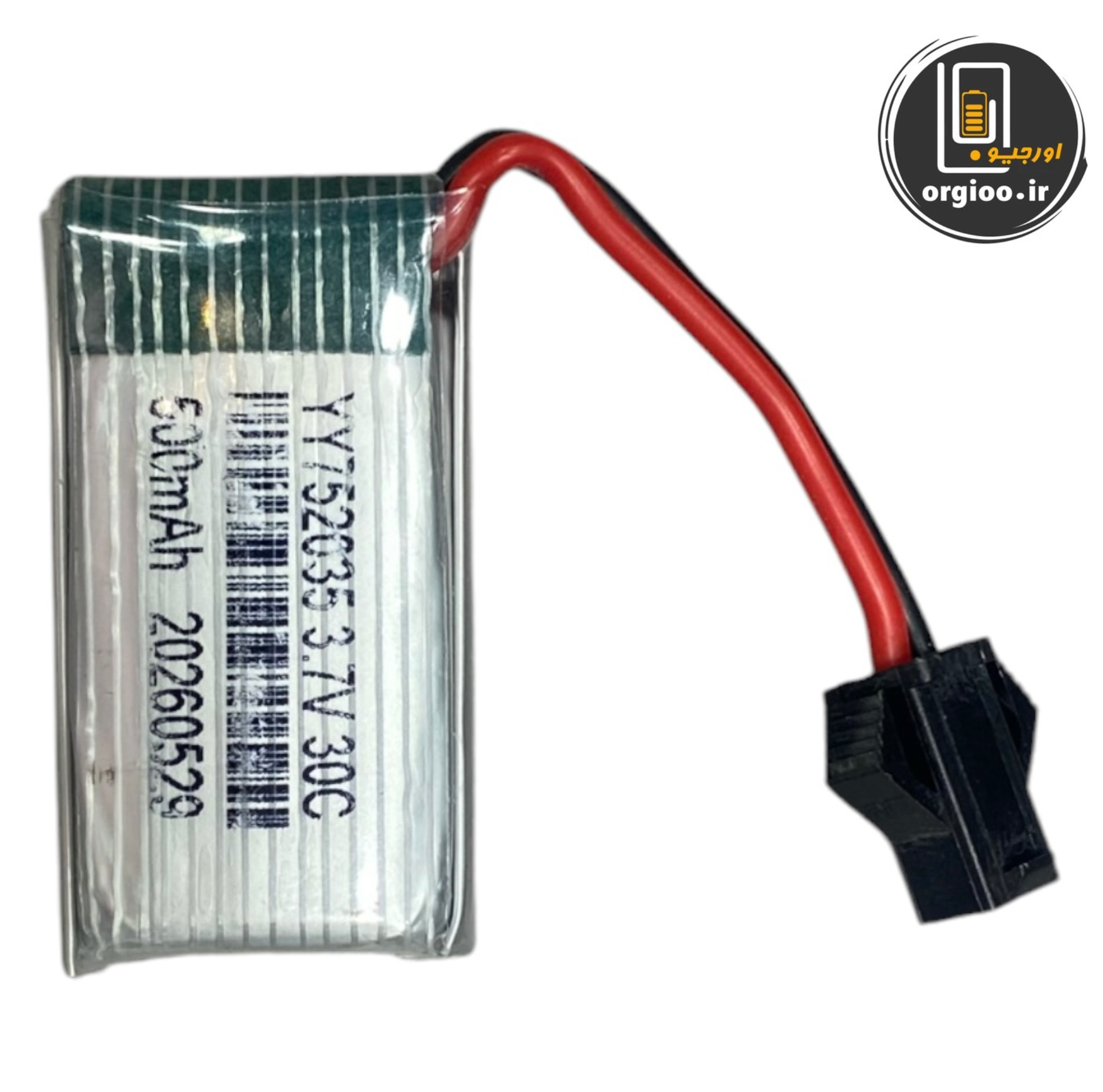 باتری لیتیوم پلیمر 3.7 ولت 500 میلی آمپر 30C سایز 752035